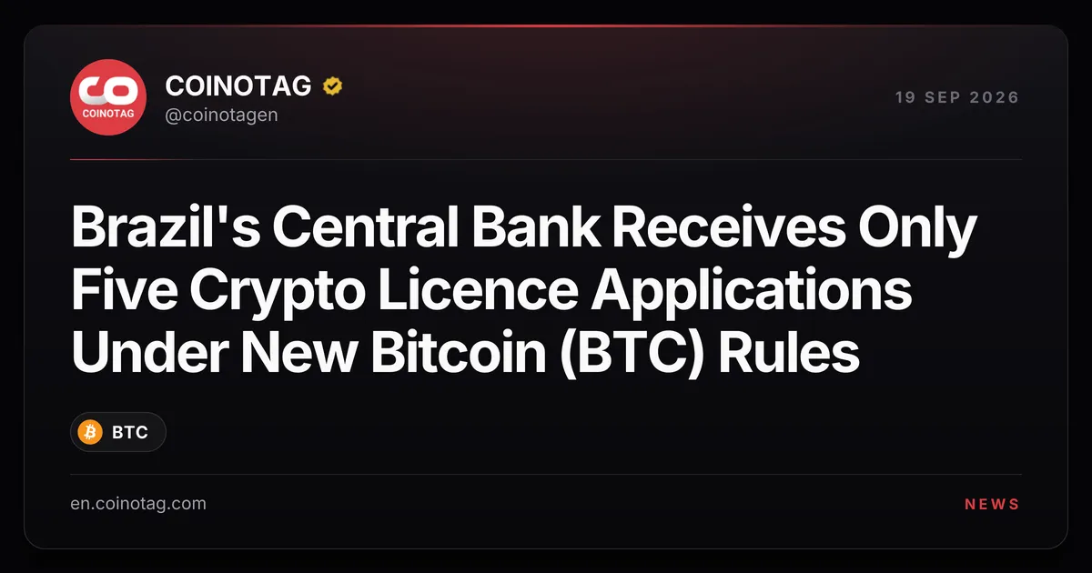 Bank centralny Brazylii otrzymał zaledwie pięć wniosków o licencje kryptowalutowe w ramach nowych zasad dotyczących aktywów wirtualnych