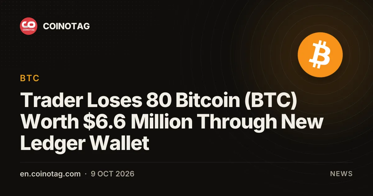 Криптотрейдер потерял 80 BTC стоимостью $6,6 млн спустя 10 дней после перевода на новый аппаратный кошелек Ledger