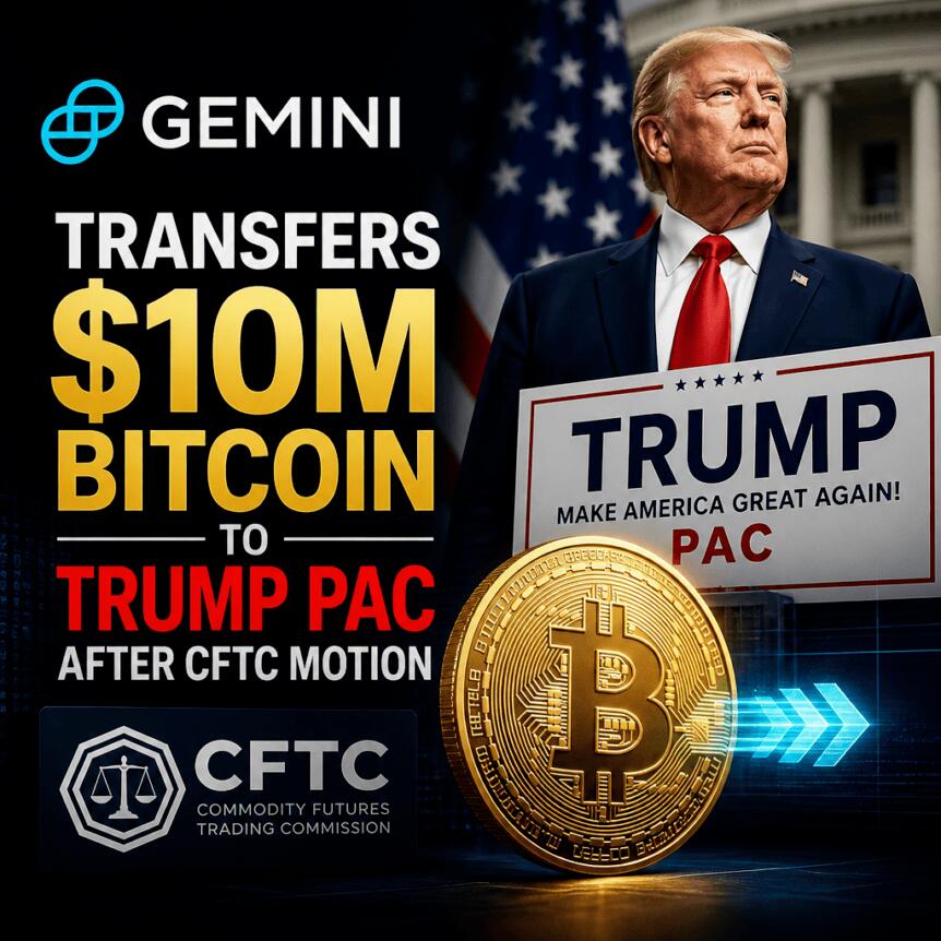 Gemini überweist 10 Mio. US-Dollar in Bitcoin an Trump-nahes PAC nach CFTC-Antrag
