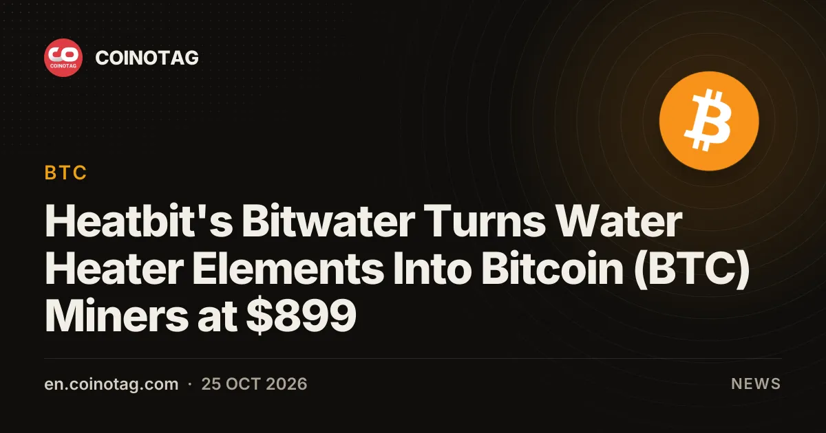 Bitwater de Heatbit convierte los elementos de calentadores de agua en mineros de Bitcoin (BTC) por $899