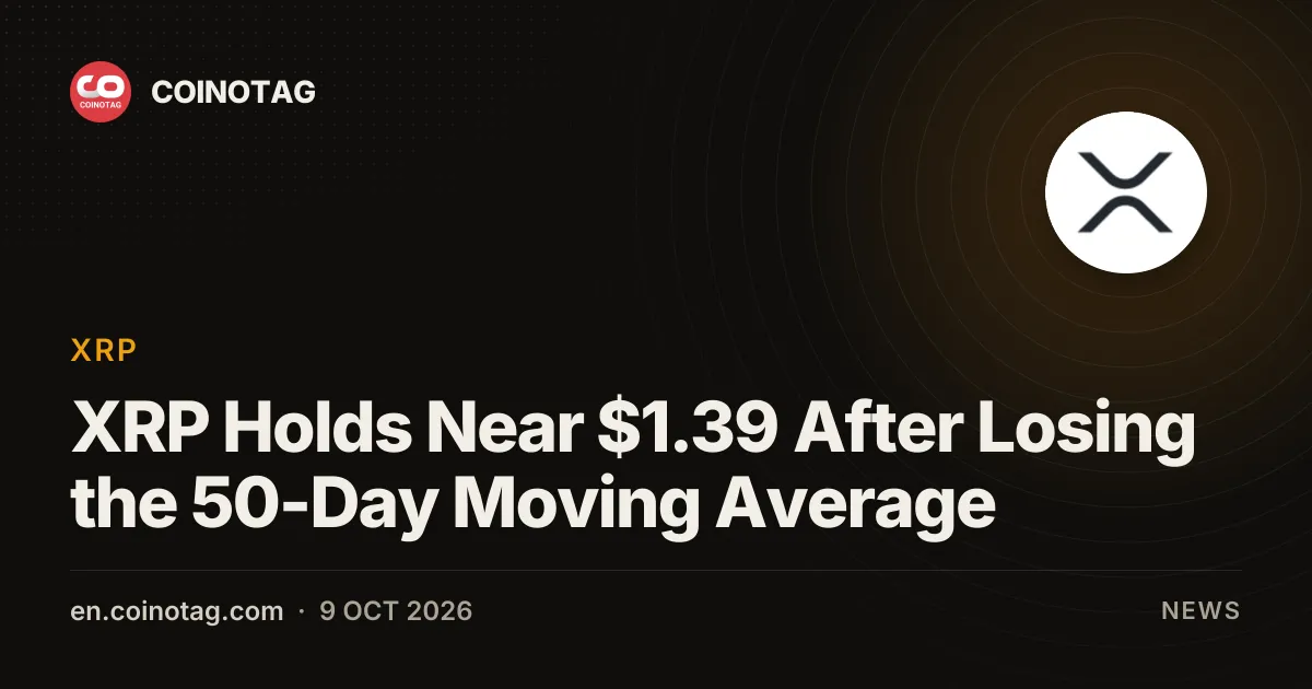 XRP Holds Near $1.39 After Losing the 50-Day Moving Average