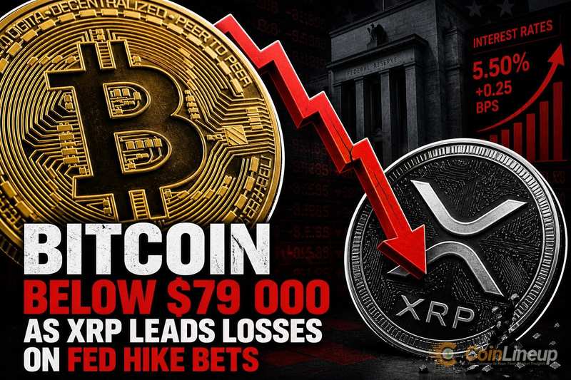 Биткоин опустился ниже $79 000, а XRP лидирует по падению на фоне ожиданий повышения ставки ФРС