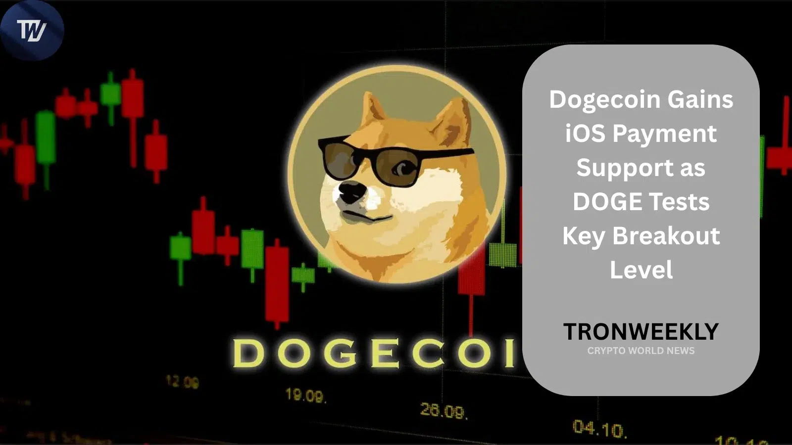 Dogecoin voegt iOS-betalingen toe terwijl DOGE de belangrijke breakout op $0.095 test
