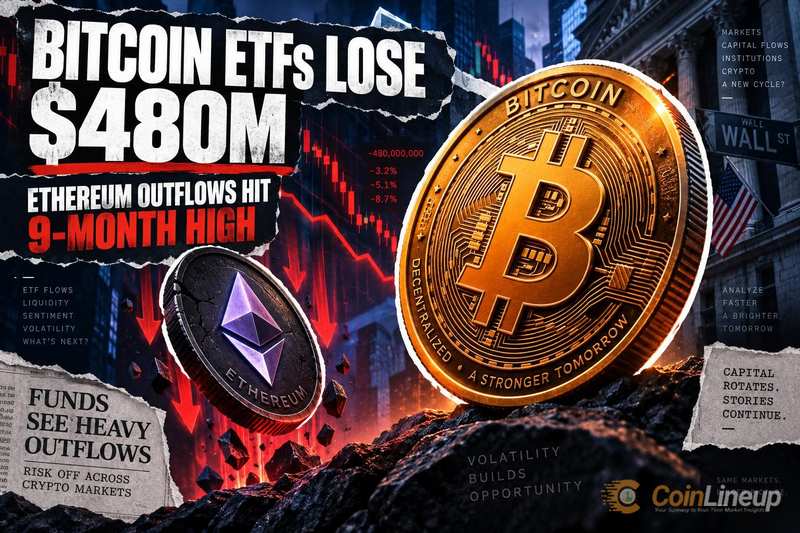 Отток из биткоин-ETF составил $484,9 млн за день, выводы из Ethereum-ETF достигли максимума за девять месяцев