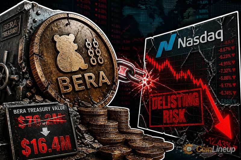 Skarbiec BERA spółki publicznej spadł o 77% do 16,4 mln USD, zwiększając ryzyko delistingu z Nasdaq