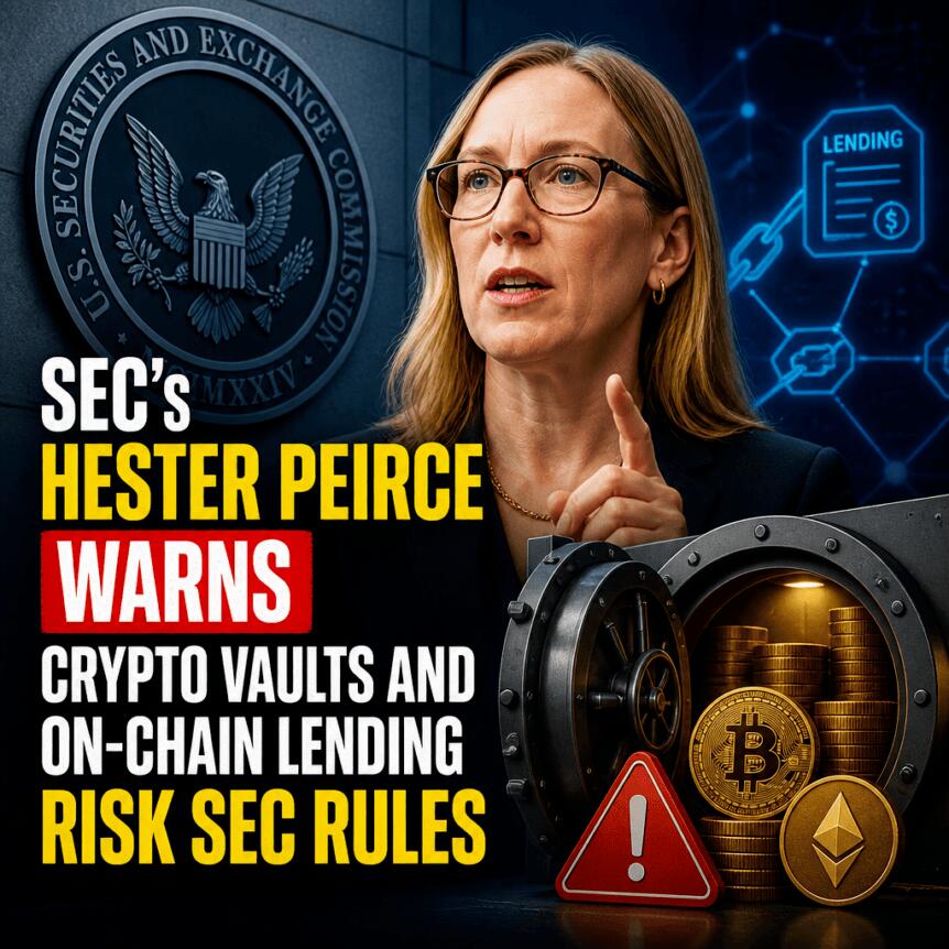 SEC委员Hester Peirce警告:加密金库和链上借贷可能触发证券规则