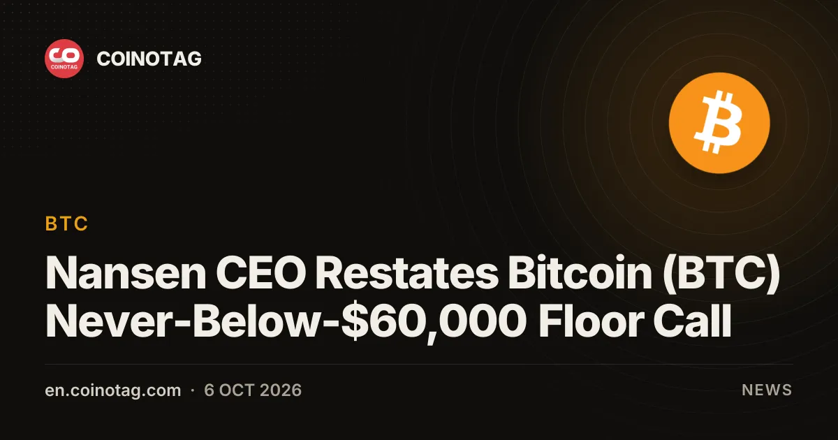Генеральный директор Nansen Алекс Сваневик вновь заявил, что биткоин (BTC) больше никогда не опустится ниже $60,000
