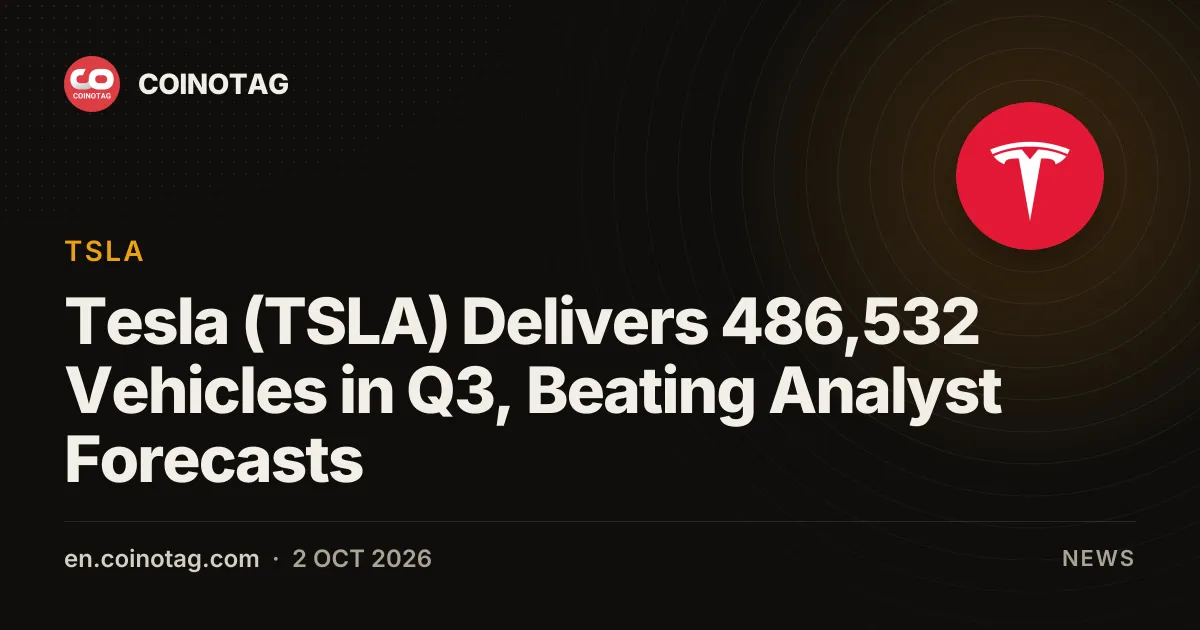Tesla (TSLA) levert 486.532 voertuigen in Q3 2026, boven de analistenprognoses