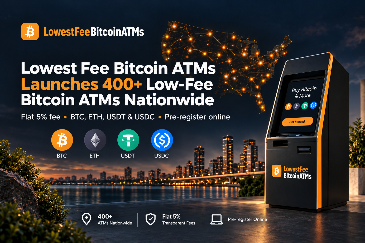 Lowest Fee Bitcoin ATMs lanza más de 400 cajeros de criptomonedas en todo Estados Unidos