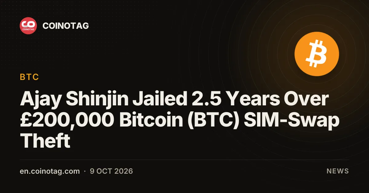 Аджай Шинджин приговорён к 2,5 годам лишения свободы за кражу биткоинов (BTC) на 200 000 фунтов с помощью SIM-swap