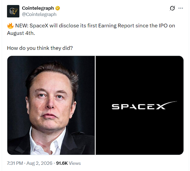 SpaceX to Release First Earnings Report Since IPO on August 4 as Investors Anticipate Financial Reveal