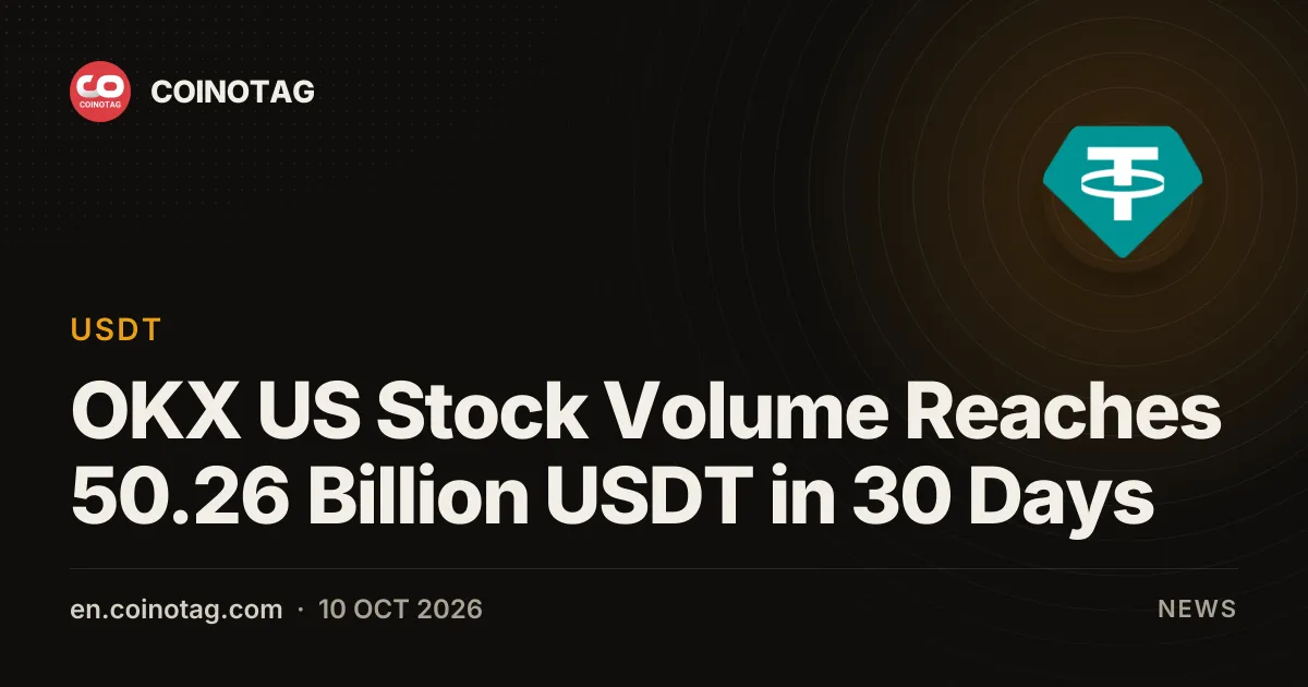 Американские акции OKX показали торговый оборот 50,26 млрд USDT за 30 дней