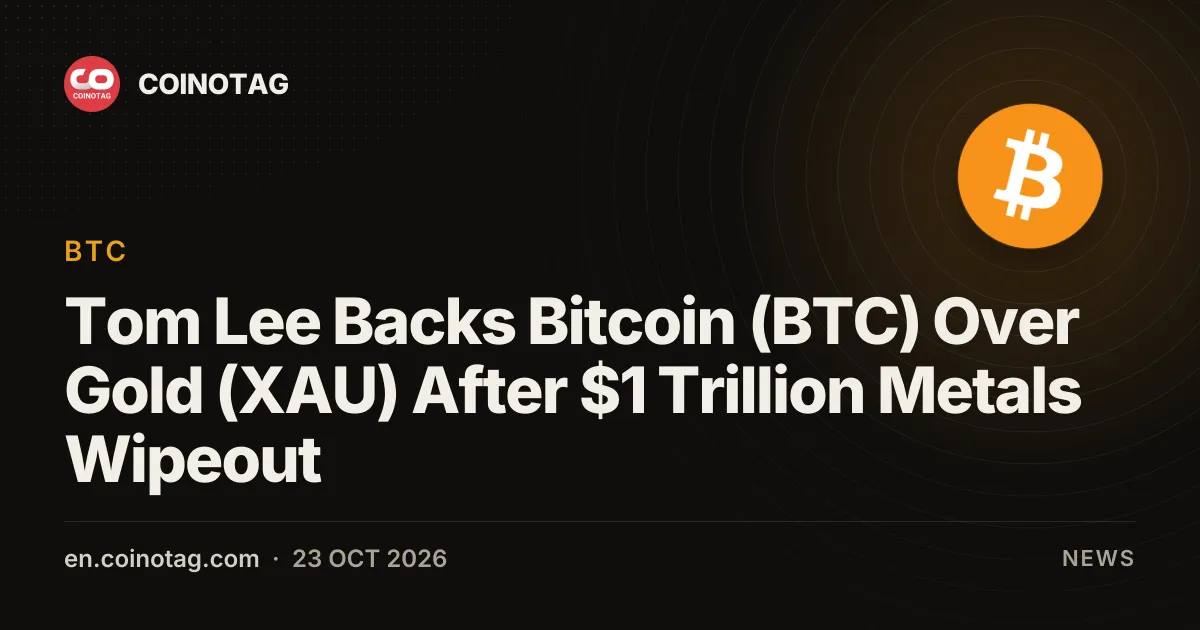 Tom Lee di Fundstrat punta su Bitcoin anziché sull'oro dopo la cancellazione di quasi 1.000 miliardi di dollari dai metalli preziosi