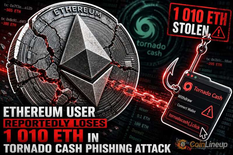 Ethereum-Nutzer verliert Berichten zufolge 1.010 ETH bei Phishing-Angriff über Tornado Cash