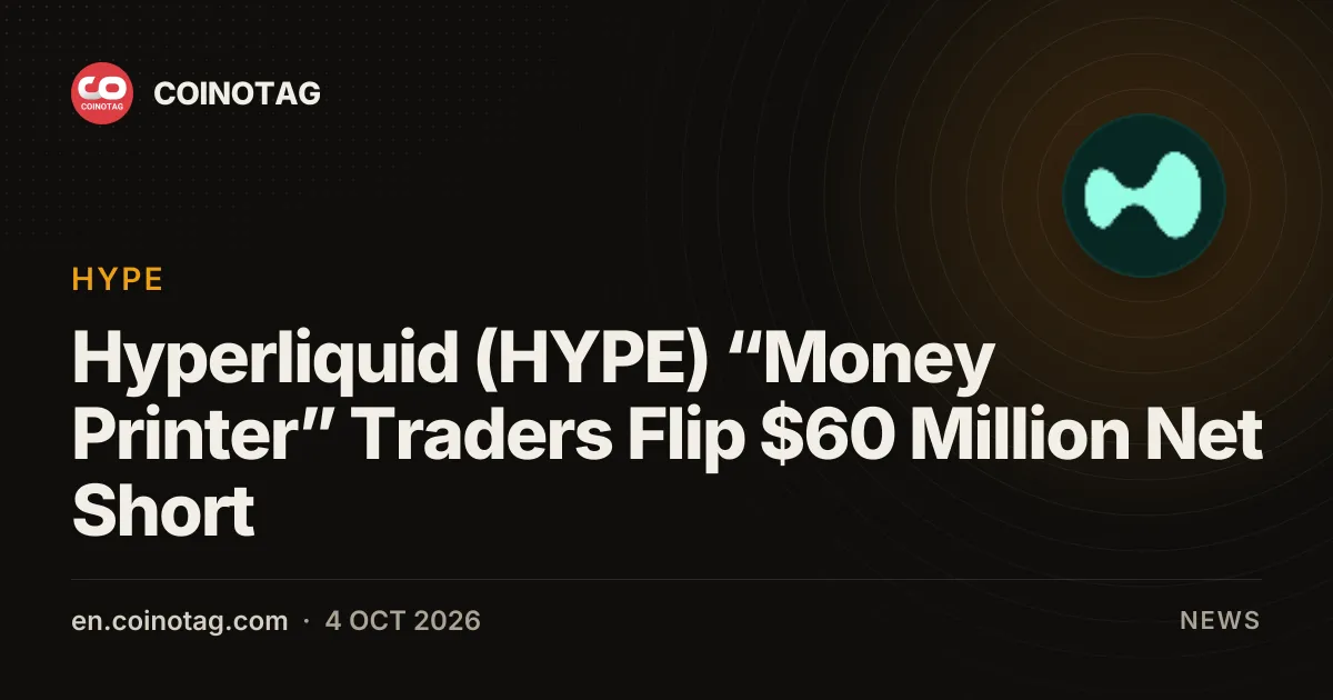 Hyperliquid (HYPE) "Money Printer"-traders draaien naar netto short van $60 miljoen