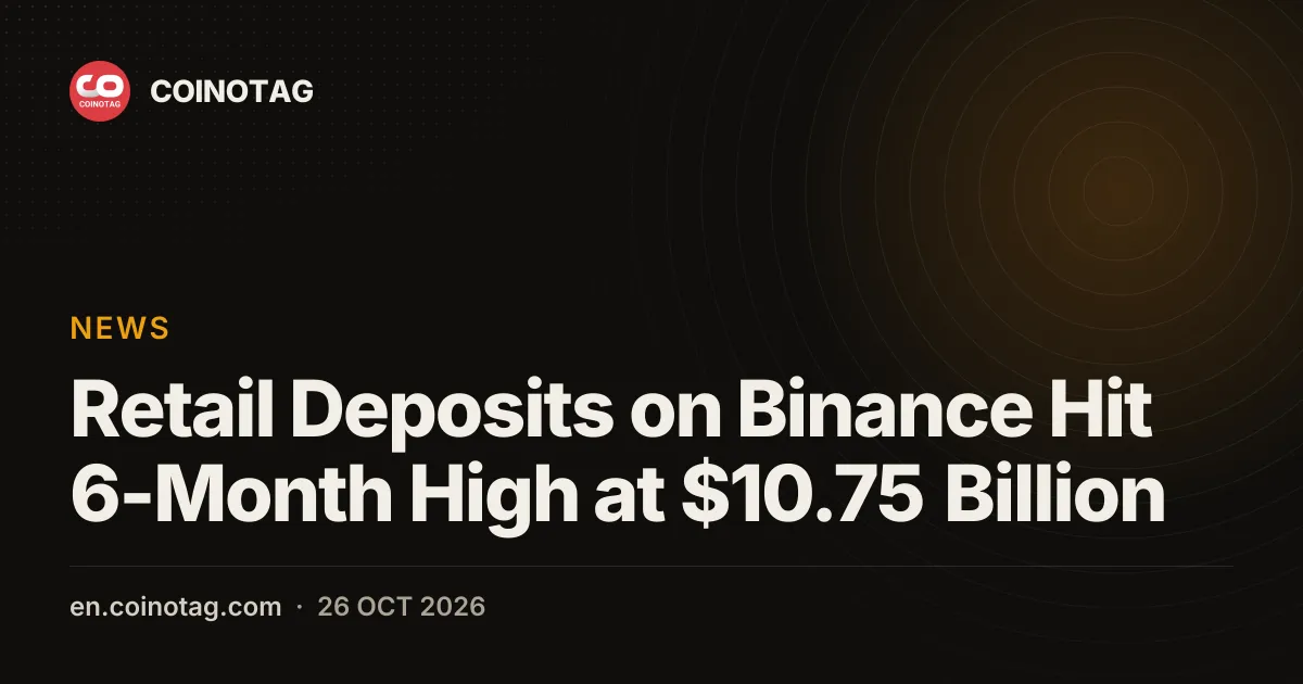 I depositi retail su Binance toccano il massimo di 6 mesi a 10,75 miliardi di dollari