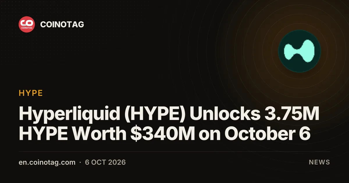 Hyperliquid (HYPE) Ontgrendelt 3,75 miljoen HYPE ter Waarde van $340 Miljoen op 6 Oktober