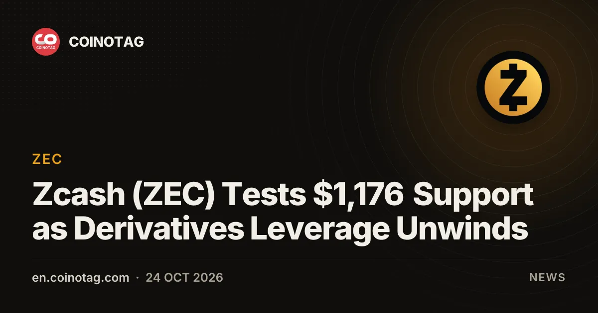 Zcash (ZEC) mette alla prova il supporto a 1.176 $ mentre si srotola la leva sui derivati