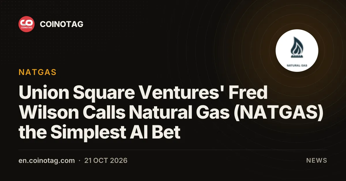 Union Square Ventures' Fred Wilson nennt Erdgas (NATGAS) die 'einfachste KI-Wette'
