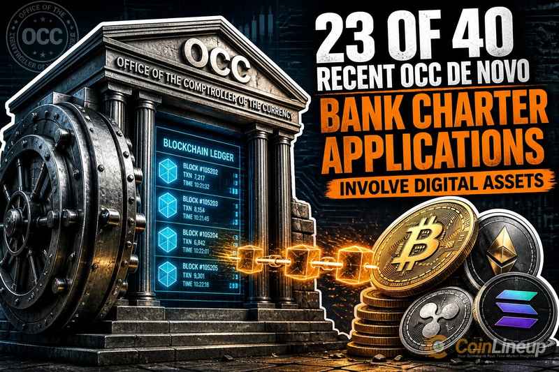 23 de las 40 solicitudes recientes de licencia bancaria de novo ante la OCC involucran activos digitales