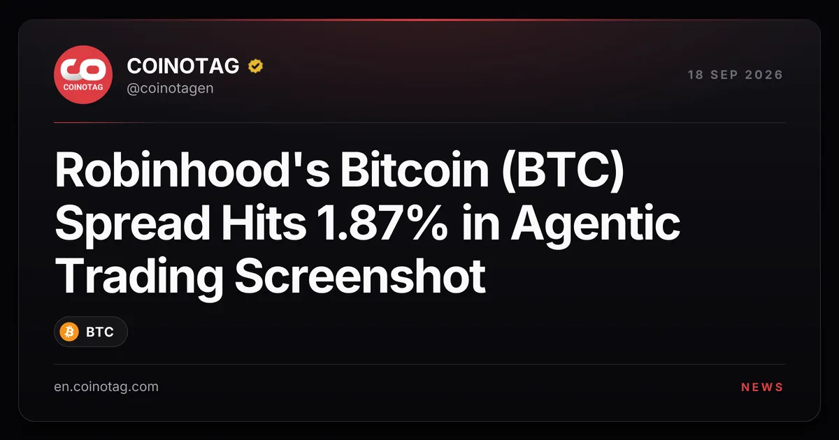 Спред Bitcoin (BTC) на Robinhood достиг 1,87% на скриншоте агентной торговли — последовал ответ руководства в X