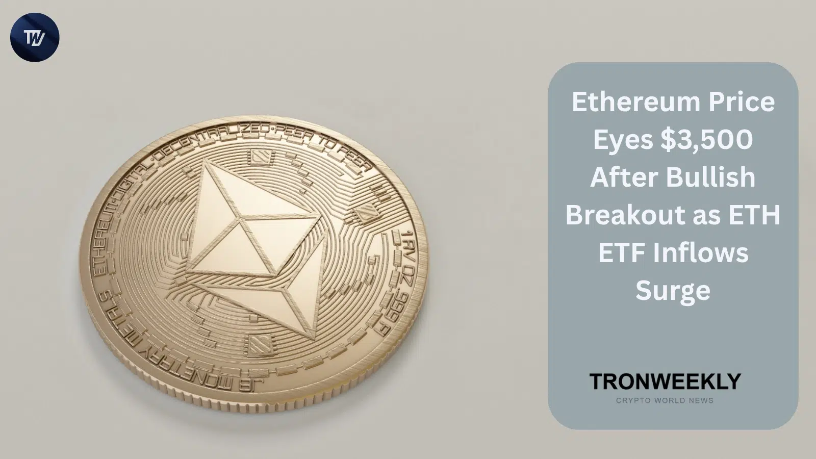 Ethereum punta a 3.500 dollari dopo il breakout rialzista, mentre gli afflussi negli ETF ETH esplodono