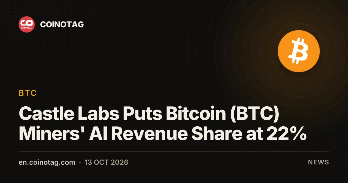Castle Labs оценила долю ИИ-выручки майнеров Bitcoin (BTC) в 22%