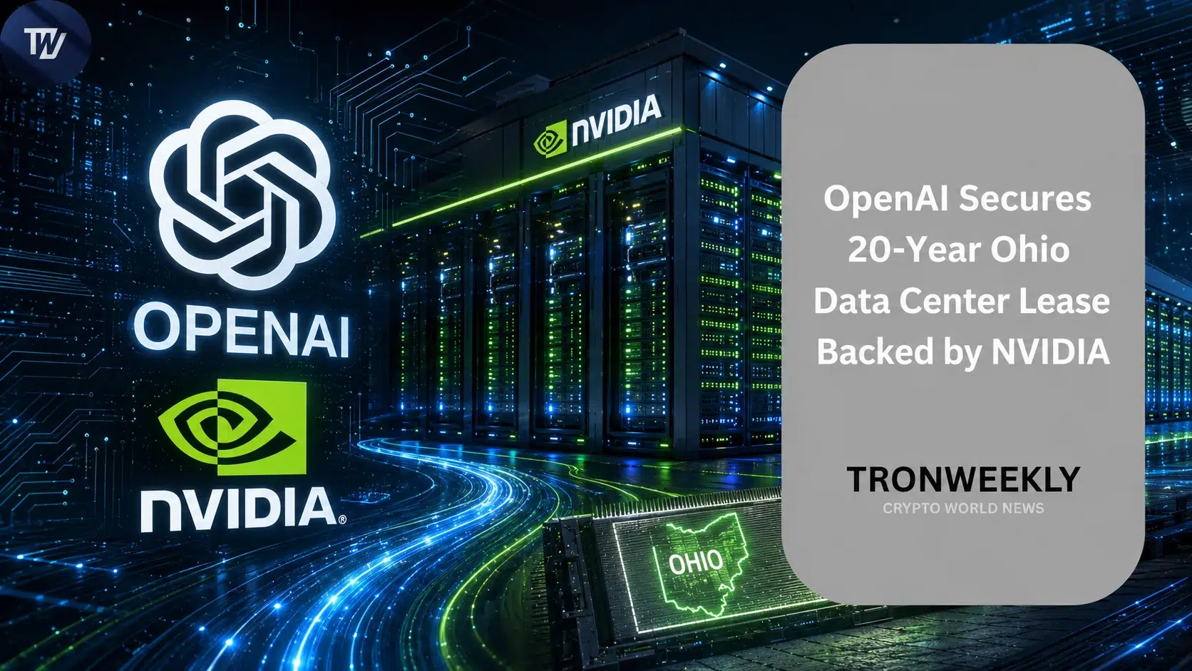 OpenAI获得俄亥俄州数据中心20年租约,NVIDIA提供1050亿美元担保支持
