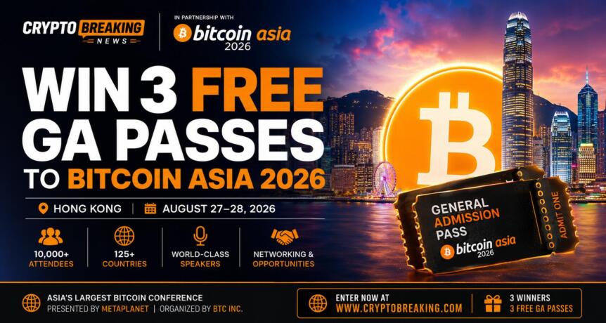 Jeu-concours CryptoBreaking : gagnez 3 pass General Admission gratuits pour Bitcoin Asia 2026 à Hong Kong