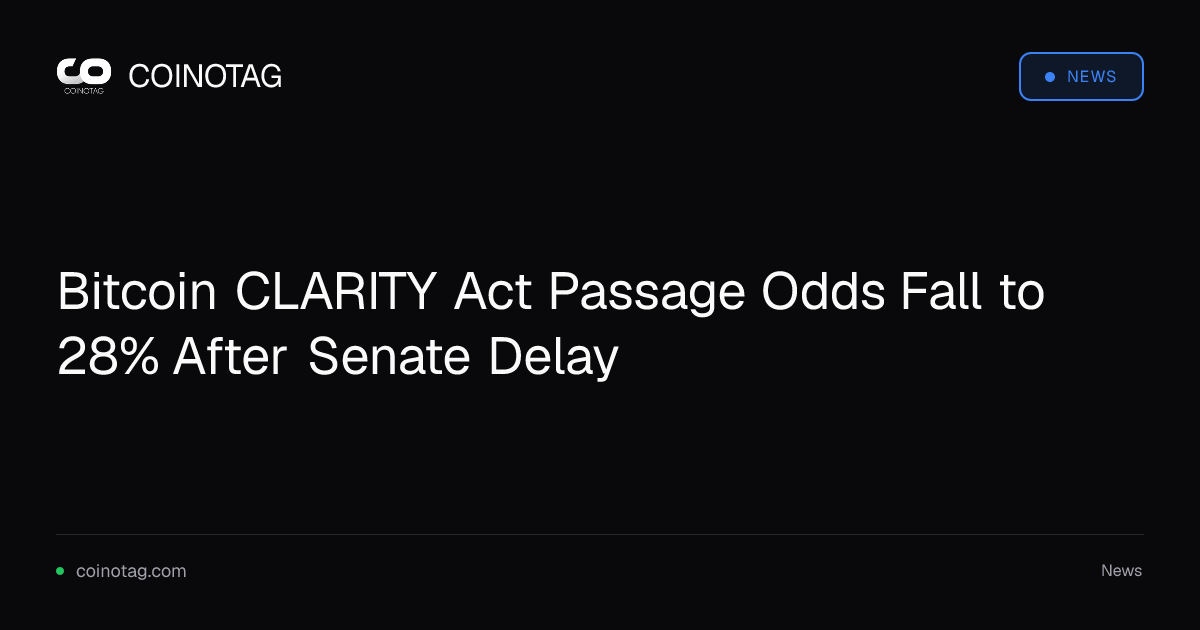 CLARITY Act Passage Odds Drop to Record Low as Senate Confirms Pre-Recess Delay