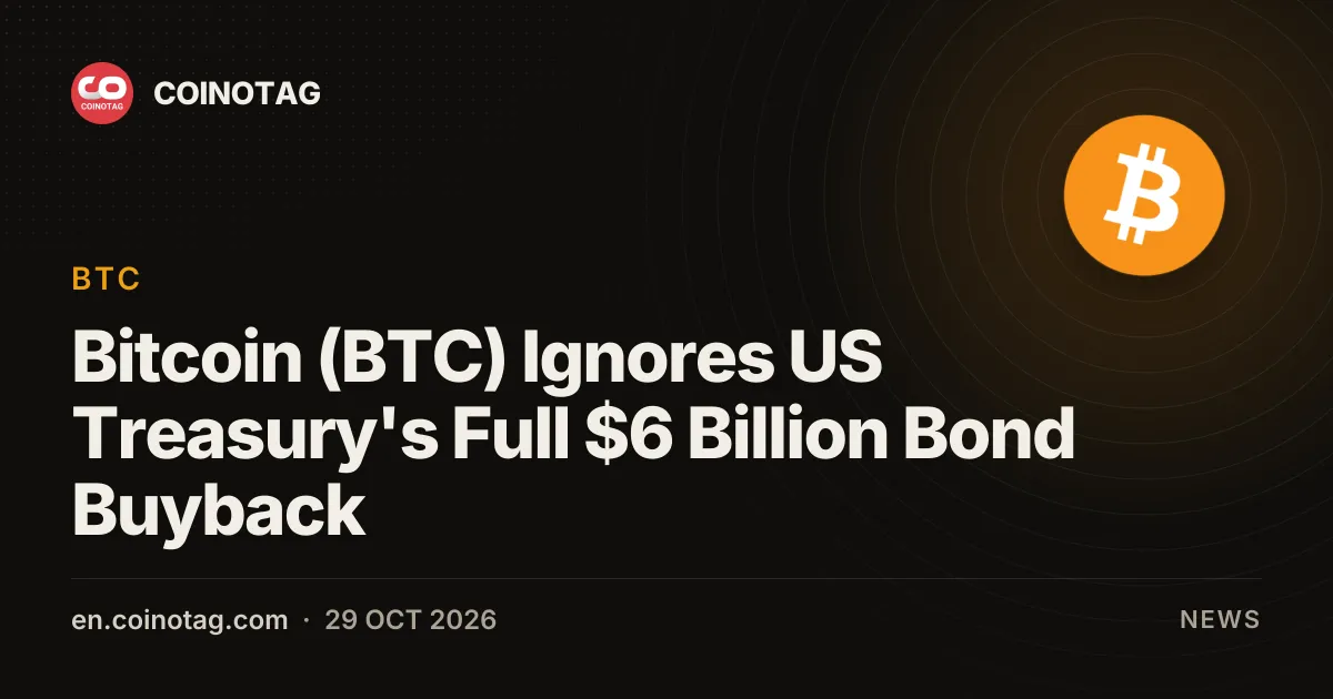 Bitcoin (BTC) не отреагировал на полный выкуп гособлигаций Казначейством США на 6 миллиардов долларов