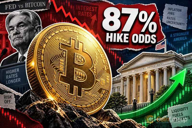 Bitcoin enfrenta una probabilidad reportada del 87% de una subida de tasas de la Fed mientras las recompras del Tesoro atraen atención