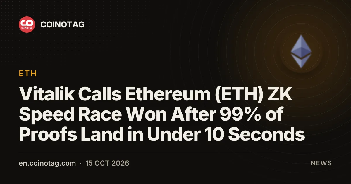 Виталик Бутерин заявил, что Ethereum (ETH) выиграл гонку за скорость ZK-доказательств: 99% доказательств формируются менее чем за 10 секунд