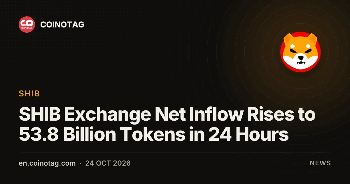 Чистый приток SHIB на биржи вырос до 53,8 млрд токенов за 24 часа