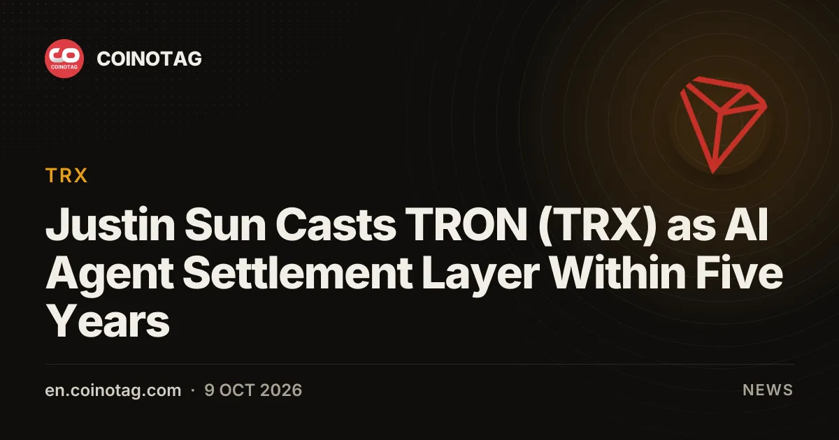 Джастин Сан представил TRON (TRX) как расчетный слой для ИИ-агентов в течение пяти лет