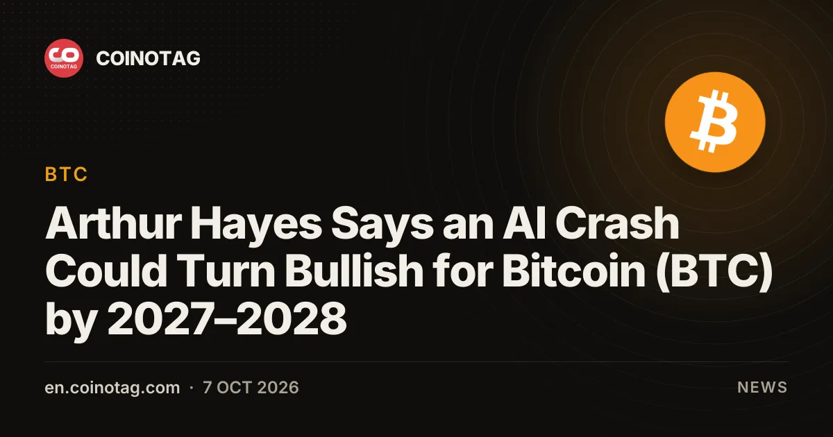 Arthur Hayes: krach na AI może okazać się bullish dla Bitcoina (BTC) w latach 2027–2028