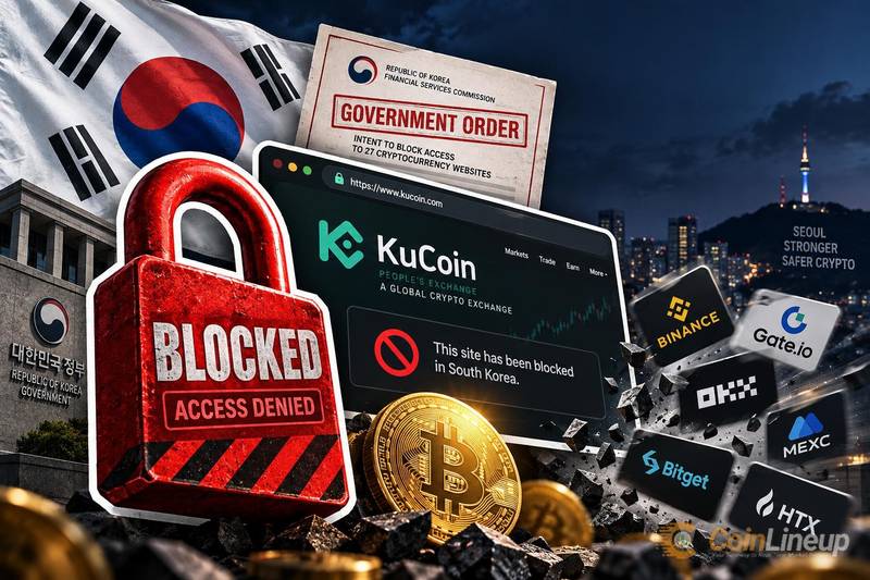 韩国下令封锁27个未注册加密货币网站，包括KuCoin、MEXC和BitMart