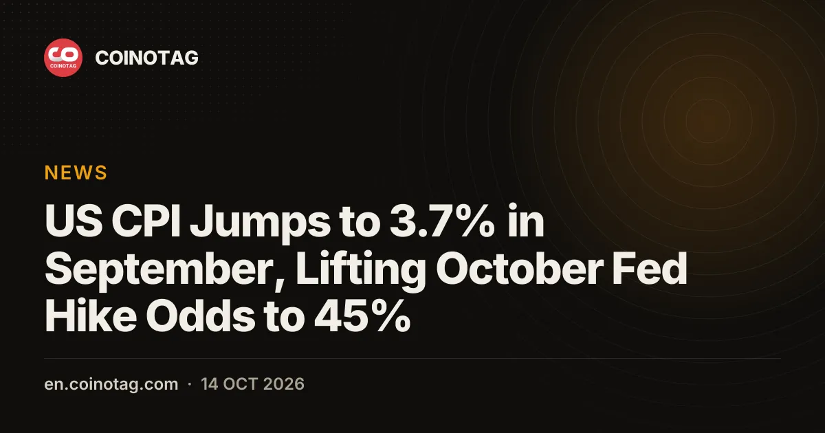 US CPI Jumps to 3.7% in September, Lifting October Fed Rate Hike Odds to 45%