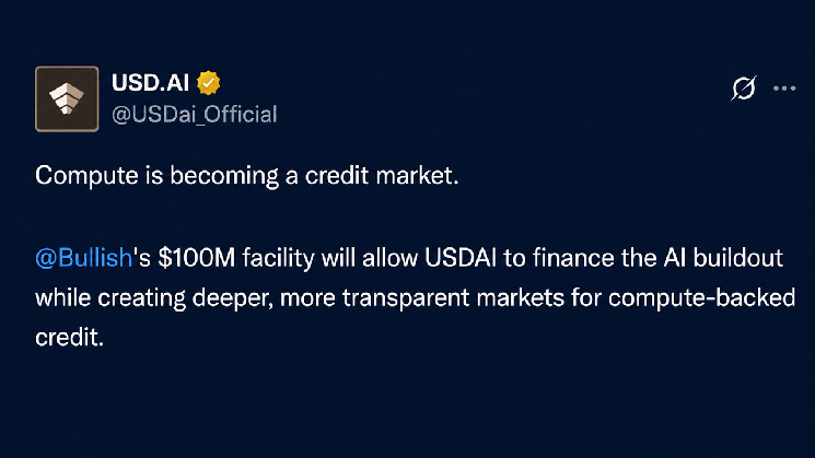 Bullish Commits $100 Million to AI Credit Platform USD.AI, With GPUs Serving as Collateral