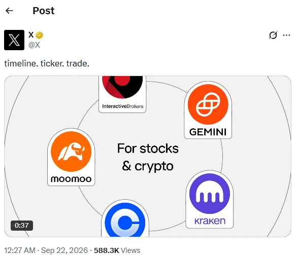 X odnawia program partnerski Cashtag, łącząc timeline z platformami handlu akcjami i kryptowalutami