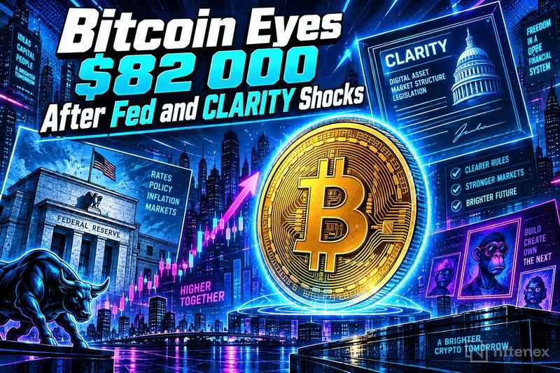 Биткоин нацелился на $82 000 после шоков от ФРС и закона CLARITY
