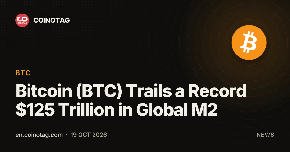 比特币（BTC）落后于创纪录的125万亿美元全球M2