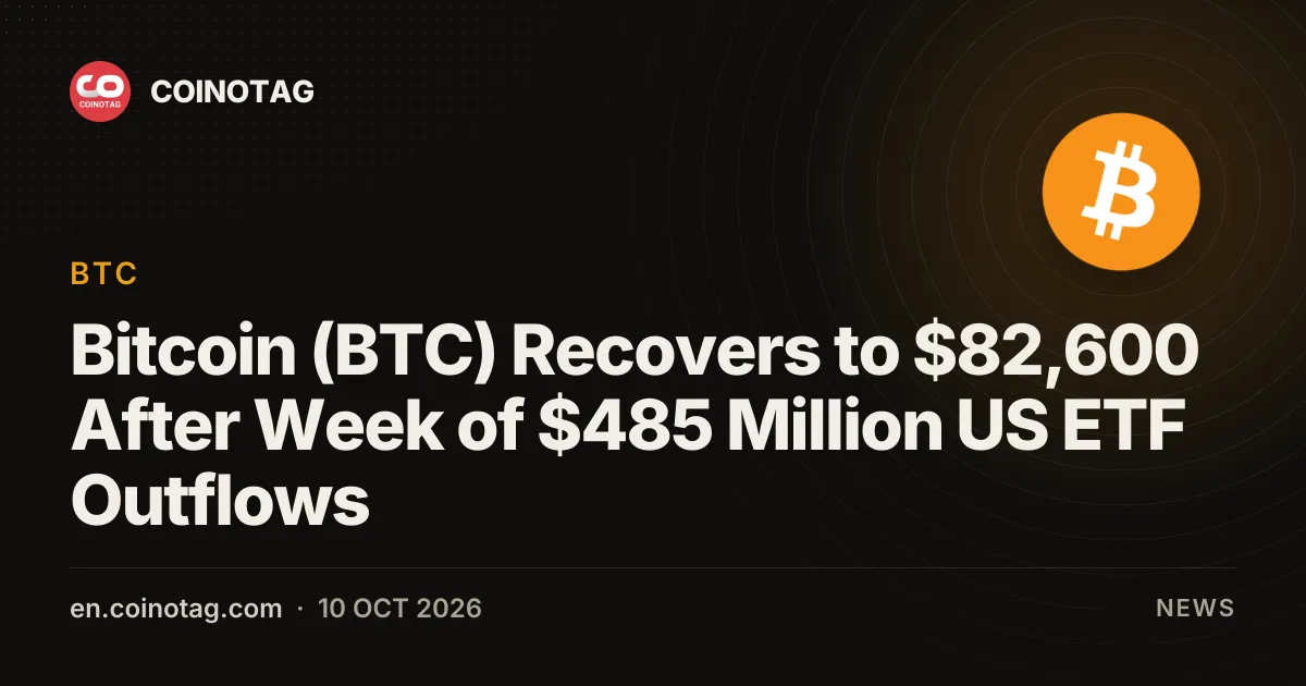 Bitcoin (BTC) odbija do 82 600 USD po tygodniu odpływów z amerykańskich ETF o wartości 485 mln USD