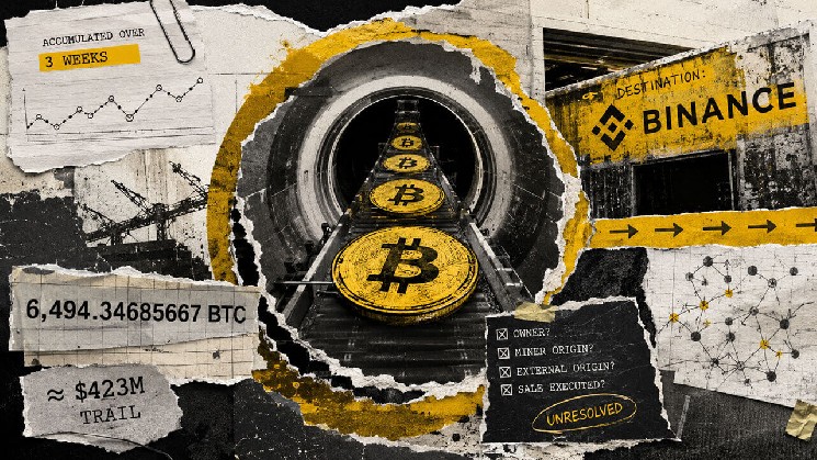 Неизвестный кит перевел 6 494 BTC на кошелек, связанный с Binance, вызвав опасения распродажи
