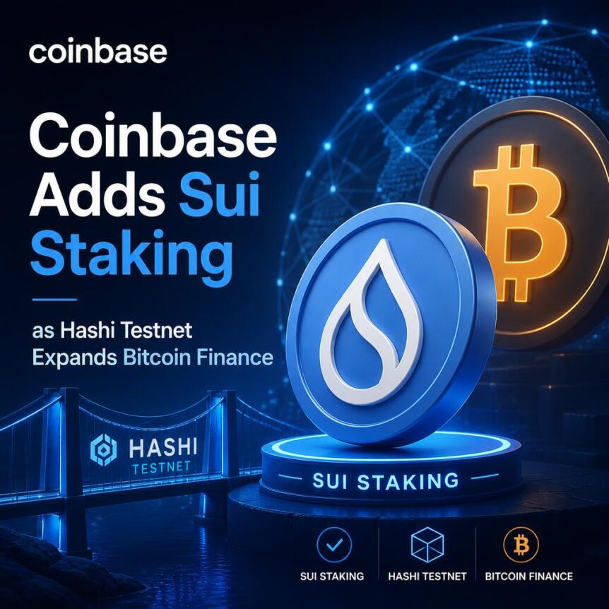 Coinbase uruchamia staking SUI z codziennymi nagrodami, podczas gdy sieć testowa Hashi od Sui rozwija finanse oparte na Bitcoinie