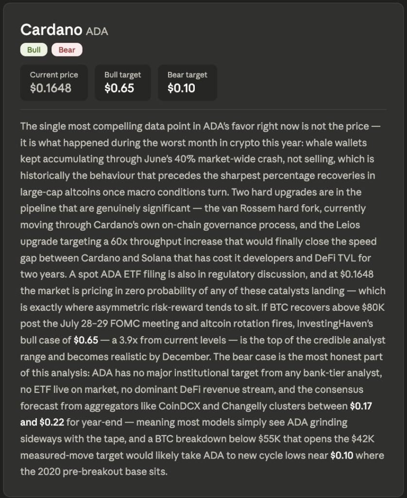 Claude AI Opus 5 预测,Cardano 可能成为 2026 年底最大的惊喜