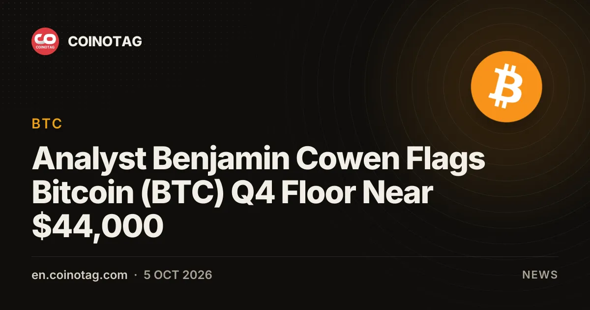 El analista Benjamin Cowen señala un piso para Bitcoin (BTC) cercano a $44,000 en el cuarto trimestre