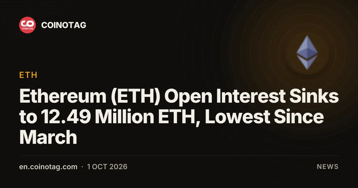 El interés abierto de Ethereum (ETH) cae a 12,49 millones de ETH, su nivel más bajo desde marzo