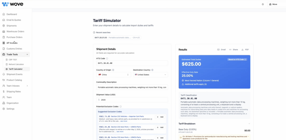 Wove speeds tariff-change updates for forwarders and TMS users for free