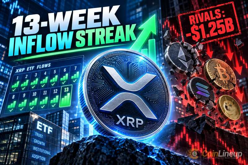 ETF на XRP продлевают серию притоков до 13 недель, пока фонды Bitcoin, Ethereum и Solana теряют $1,25 млрд